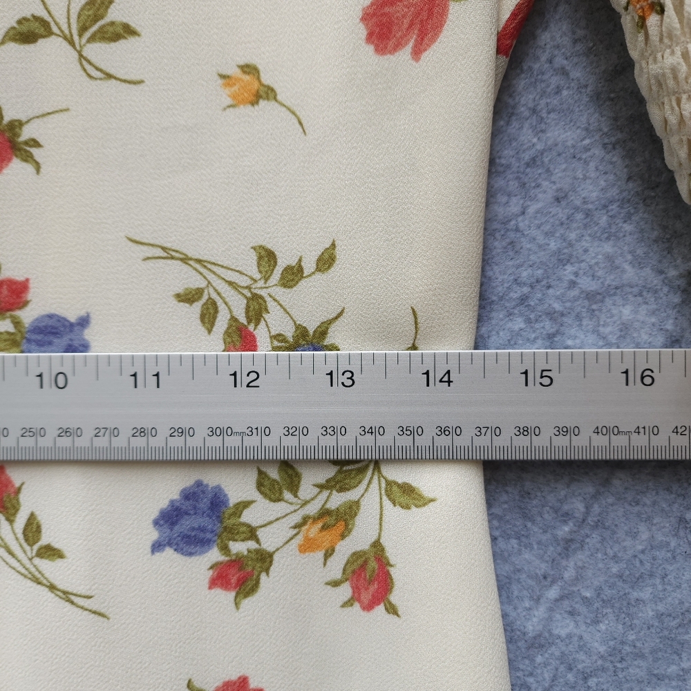 Reformation Alison Floral Cream Mini Dress with Button Detail - Picture 9 of 10